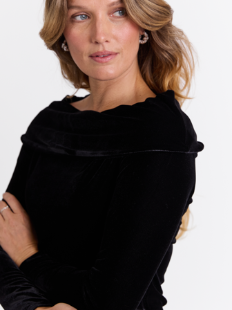 MATCH - Silje velourtopp - Marie Philippe - Str. M - Dame - Gensere & Cardigans - Svart - 95% polyester - resirkulert, 5% elastan