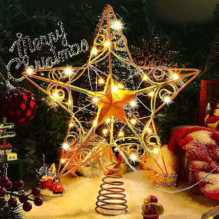 Joulukuusen Tähtihuippu Koriste Puun Huippu 20 LED-Valolla