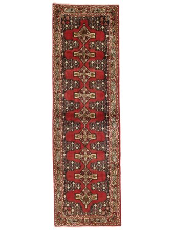 Senneh Tæppe Orientalsk Løber Mørkerød/Sort (Uld, Persien/Iran)
