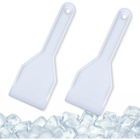 Set med 2 styva isskrapor i plast för enkel och ren avfrostning av ditt kylskåp eller frys, idealisk för att ta bort is och rengöra frysen