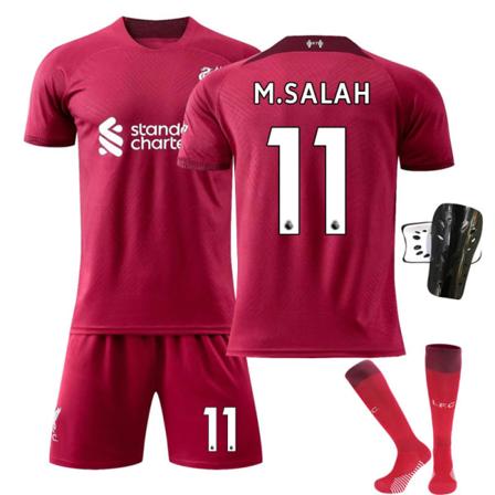 Liverpool hemmatröja nr 11 Salah nr 10 Mane fotbollströja nr 4 Van Dijk säsongen 22-23 No. 11 with socks + protective gear Children's 24 code