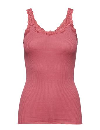 Silk Top W/ Lace T-shirts & Tops Sleeveless Rosa Rosemunde