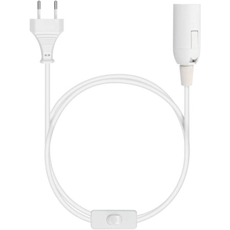 E27 fatning med ledning - Lampeholder til pære med strømkabel, stikkontakt og kontakt - 1,8 m kabel