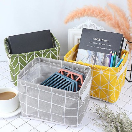 Geometri Skrivbordsförvaringslåda Bomull Linne Organizer Korg Vikbar Förvaringslåda[YJD]