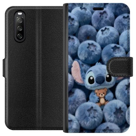 Kompatibelt Lommeboketui til Sony Xperia 10 III Lady Gaga minimalistisk plakat med gitar og monokrom design