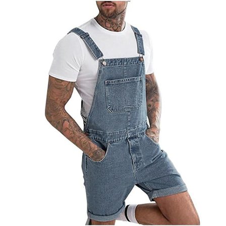 Menn Casual Fashion Solid Brystlomme Denim Ripped Shorts Straight Type Overalls