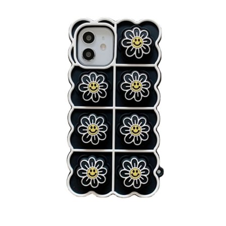 Smiley Flower Pop it Fidget Cover til iPhone 11 - Sort