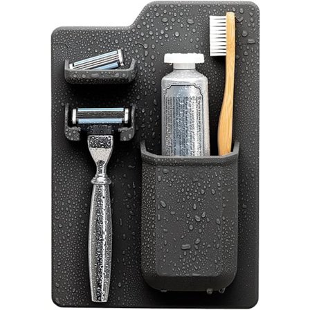 Barbermaskineholder og tandbørste til brusebad - Silikone-greb Organizer, genanvendelig vægmonteret badeværelsesopbevaring til toiletartikler og 