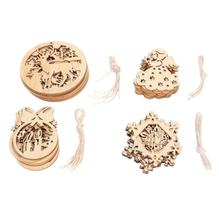 Puuaihion leikkauslaatikko DIY-valmistus Retro-loma-aiheinen joulukuusen riipuskoriste kodin sisustukseen