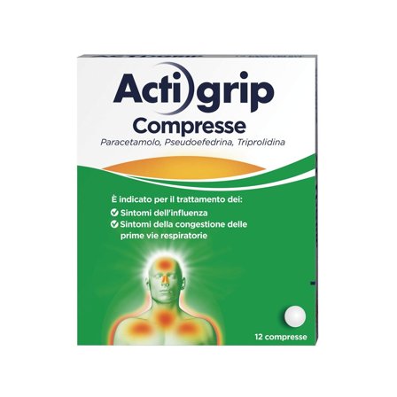 Actigrip 12 Compresse per Raffreddore Cefalea Mal di testa Febbre
