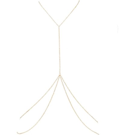 Kropshalskæder til kvinder, guldkropskæde, justerbar y-brystkæde til bikini strandfestival julefest (guld)