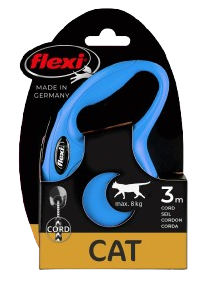 Flexi - Rullebånd New Classic Cat Cord, 3m, XS, maks 8 kg, Blå - Katt - Halsbånd - ZOO.no