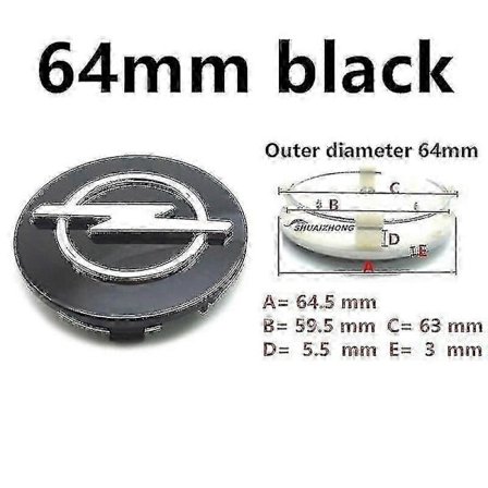 4 stk. Opel 56mm 59mm 60mm 64mm 68mm Bilhjul Senter Nav Kapsler Svarte Sølv Felger Deksel Auto Logo Badg Boris