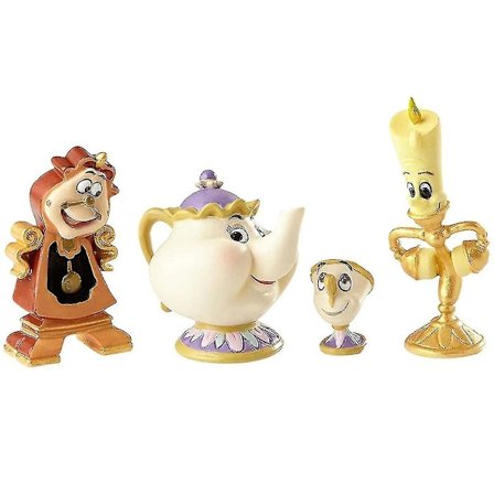 Skönheten och odjuret Actionfigur Leksak 4st/set Mrs.potts Lumiere Cogsworth Anime Figurer Gåvor Till Barn Tårta Dekoration rqbest