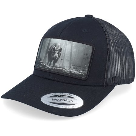 Hunter - Schwarz Snapback Cap - Big Boar Wide Patch Retro Black Trucker @ Hatstore
