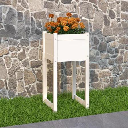 Vidaxl Odlingslåda Vit 40x40x81 Cm Massiv Furu Vit