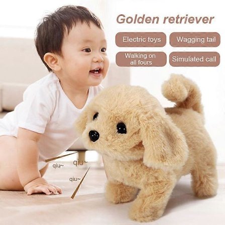 Sähköinen simulaatiokoira pehmolelu robotti koira kultainennoutaja Realistinen sähkölelu lemmikki (FMY) Kultainennoutaja