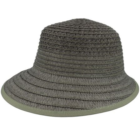 Seeberger - Grön straw Hatt - Paper straw bonnet Khaki Cloche @ Hatstore