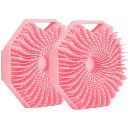 2 stk. Silikone Kropsskrubber til Eksfoliering af Sensitiv Hud - Dybderensende, Miljøvenligt Bruseværktøj Alle Hudtyper, Pink