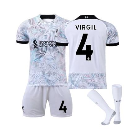 (Liverpool FC 2022/23 Stadium bortatröja Virgil No.4 fotbollströja 3-delade kit för barn Vuxna 26(145-150CM)