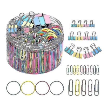 240 stk papirklips bindere klips, fargerike kontorklips sett - assorterte størrelser papirklips papirklemmer gni