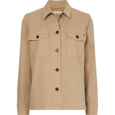 Tommy Hilfiger Cotton Blend Shacket Brun, Dame Skjorter