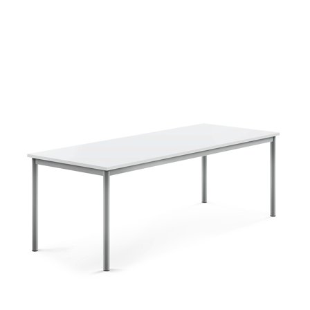 Tisch BORÅS, 1800x700x600 mm, Laminat weiß, alugrau