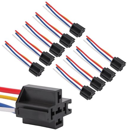Kompatibel 10-pakning stil 12AWG relésokkel 12V DC 4 pinner SPDT låsende relésokkel kabelselebase med ledninger