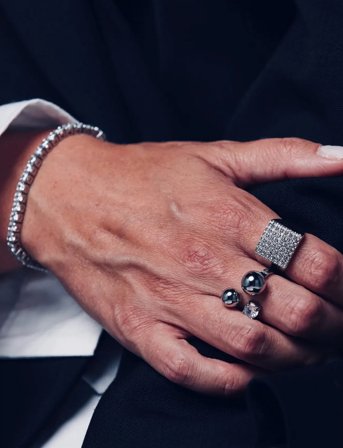 Bud to rose Brea Crystal Ring Gold - Silver - ONE SIZE