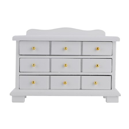 1/12 Mini Skab Træ Model Møbler Soveværelse Skuffer Skab Legetøj til Dukkehus Hvid