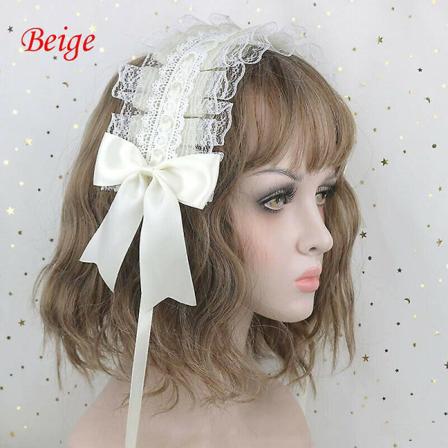 Lolita Jente Lace Båndsløyfe Hodebånd Hodeplagg Hårtilbehør Cosplay Rekvisitt Beige