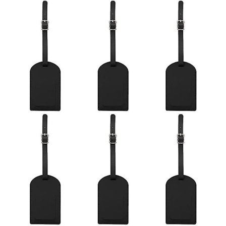 6 Pakke Bagasjelapper Med Adresselapp, Personlige Bagasjelapper i Lær For Bagasje, Ryggsekker, Svart