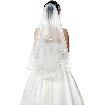 NUREINSS kort brude slør i tyl med kam til bryllup, polterabend