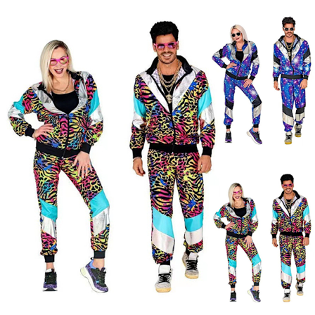 80-tals kostym par retro träningsdräkt set 90-tals hiphop skaljacka festklänning för män kvinnor halloween outfits Starlight