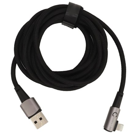 For Iphone-laderkabel 90 grader 6,6 fot Lett å plugge 2,4A hurtigladekabler Ledning rettvinklet USB-laderkabel Grå