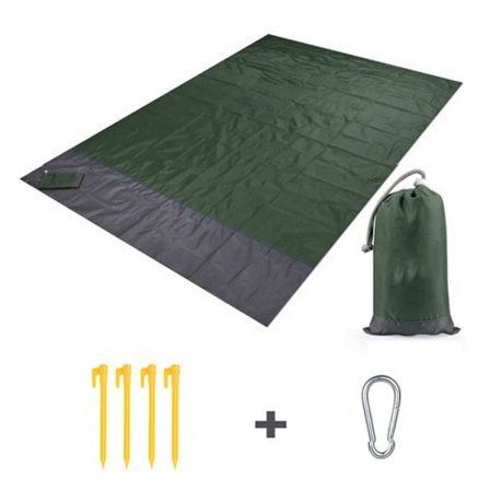 (Mörkgrön + Grå)Picknickmatta - Strandmatta - 200 x 210 - Picknickfilt - Vattenavvisande - Utematta - Vattentät - Fällbar