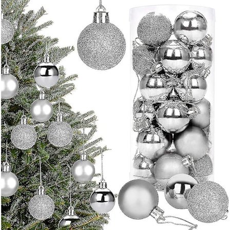 Julepynt - 24-delt kuglesæt (4 cm)