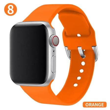 Mjuk silikonrem för Apple Watch Band 41mm 45mm 38mm 42mm 40 41mm Smart Watchband Armband För iWatch Series 9 8 7 6 5 4 3 Se Orange 38 40 41 mm S-M