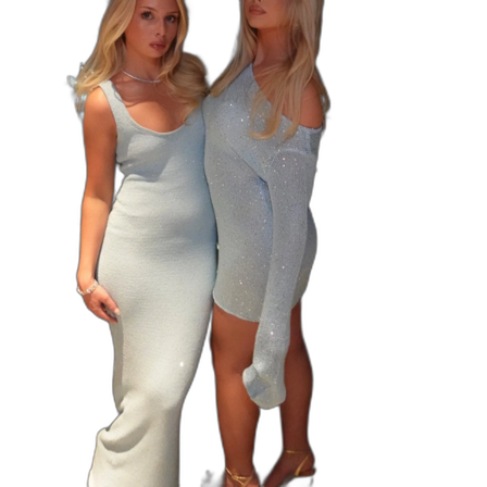 Ljusblå glittrig långklänning från Asta Resort