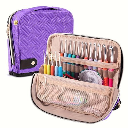 Polstret Opbevaring til Hæklenåle - Stående Organizer til Hækleværktøj - Holder til Strikke- og Hækletilbehør, Nåle, Tilbehør og Gave