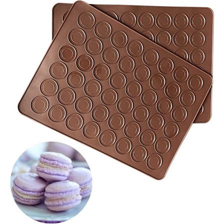 Silikon Macaron Bakeunderlag - Sett med 2 Non-Stick, Matsikker Underlag for Macarons, Kjeks, Brød og Desserter, 48 Kapasitet