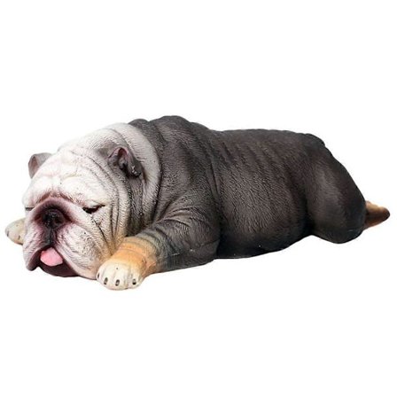Sovande Bulldog Figurin Prydnad Hund Staty Dekor Barn Simulation Hund Leksak[YJD]
