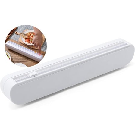 Bladholder i rustfritt stål, jevne kutt for gjenbrukbar plastfolie, plastfoliedispenser med problemfri mikro-sugekoppfeste (37x6x5cm)