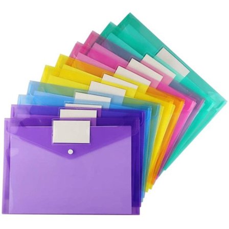 A4-mapper - Knapper - Fargede konvolutter - Pakke med 10