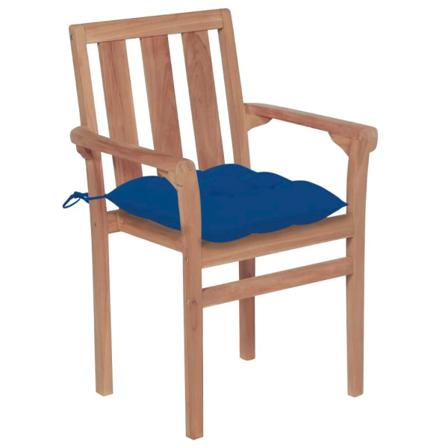 Vidaxl Trädgårdsstolar Med Blåa Dynor 2 St Massiv Teak Blå