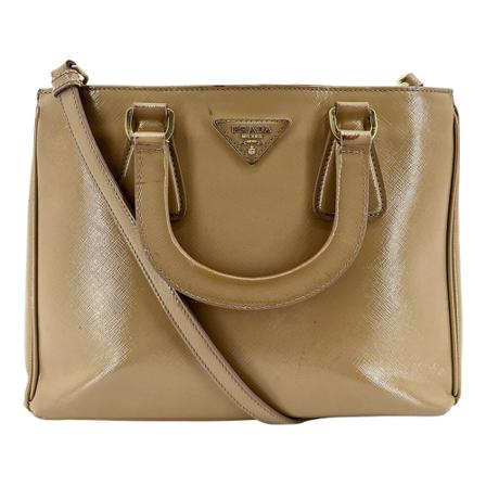 Prada Vintage Pre-owned Saffiano Galleria Tas , Geel , Dames , Maat: ONE Size Vintage Tassen