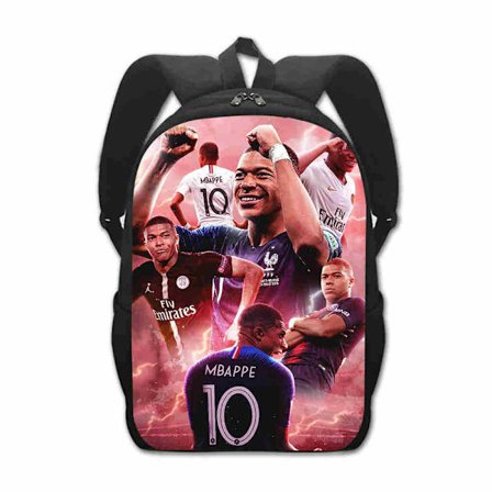 fodboldstjerne Skole taske Grundskole elev Rygsæk Kylian Mbappé 40cm A 40cm