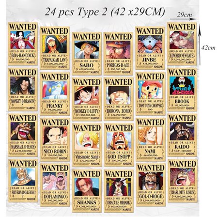 24 stk. Anime plakater One Piece