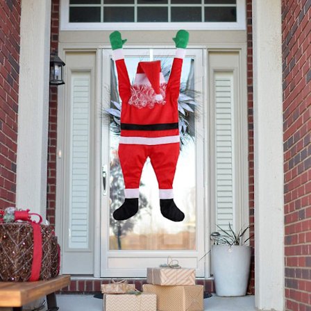 Jouluinen ripustettava joulupukki, ulkona realistinen joulupukki kiipeilyyn ripustettava koristesarja Xmas katto kouru pihakoriste (FMY)