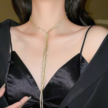 Zirkon vatten droppe choker halsband, lätt lyx, nisch high-end, krage, höst- och vinterklänning, mångsidigt temperament tillbehör